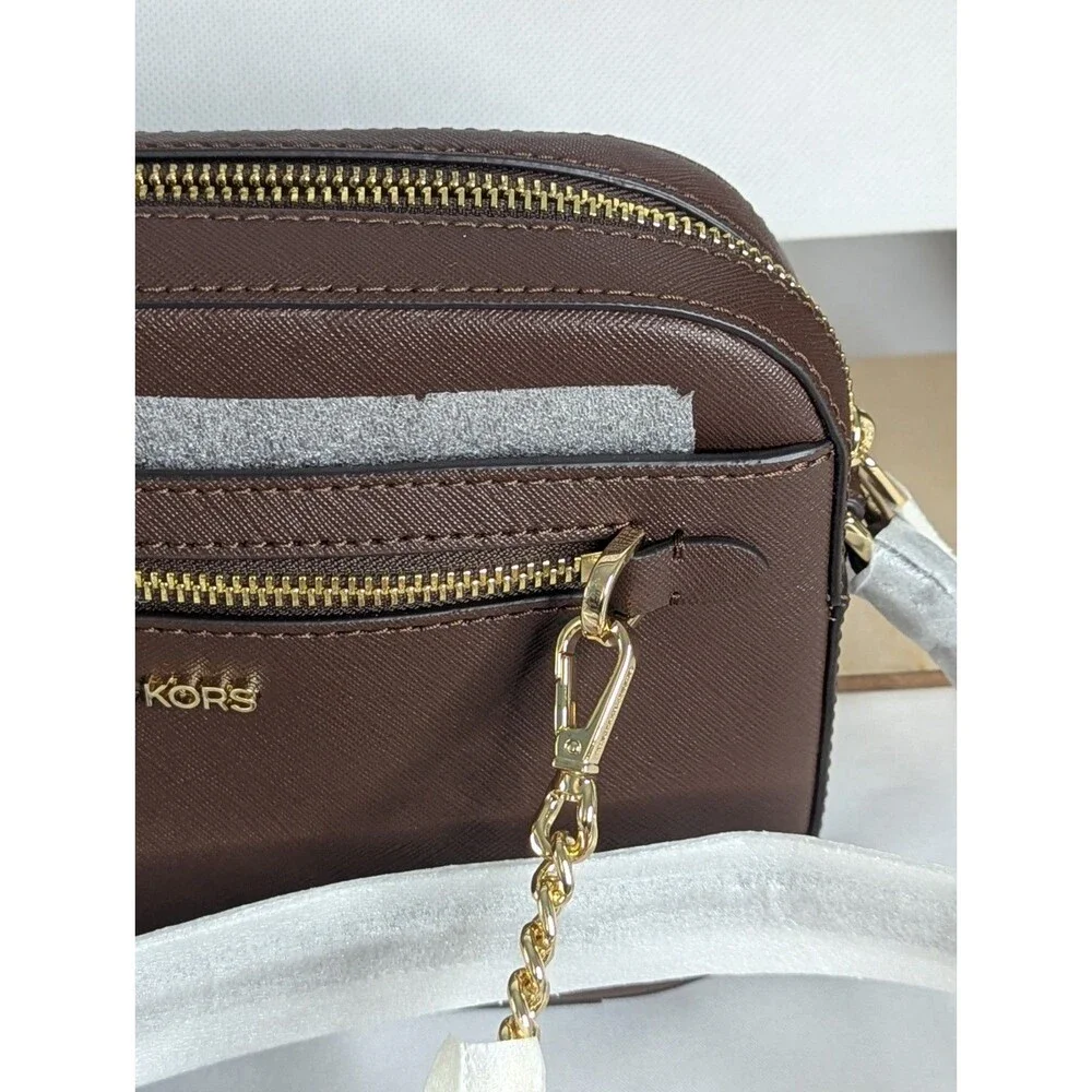 MICHAEL KORS Jet Set Leather Crossbody Bag - Mocha